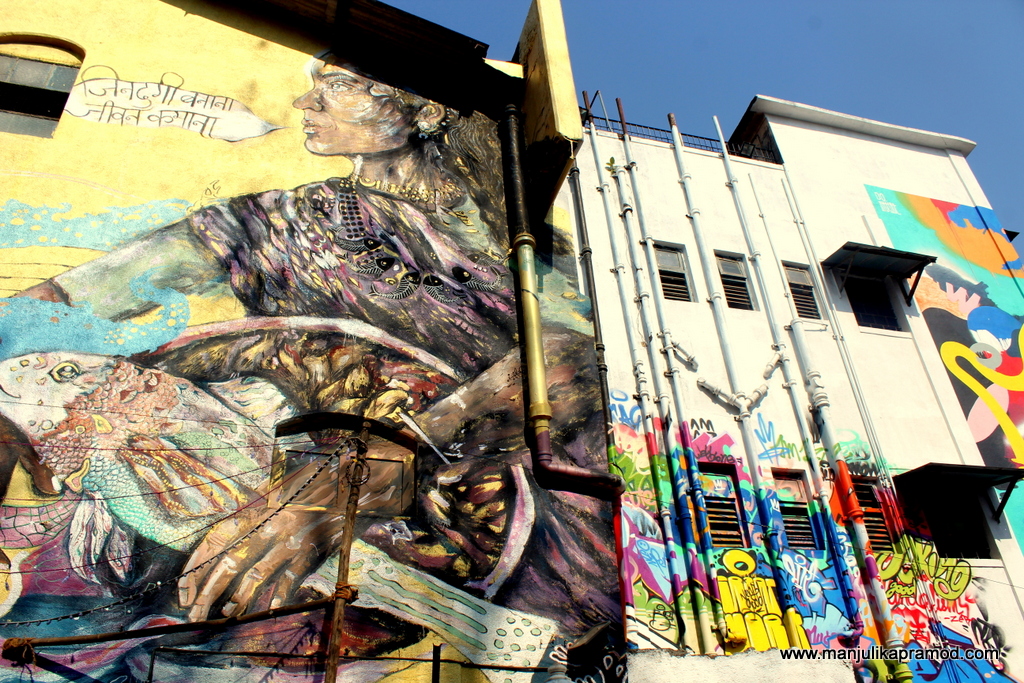 Fascinating Wall Art at Fishing District of Sassoon Docks, Colaba
