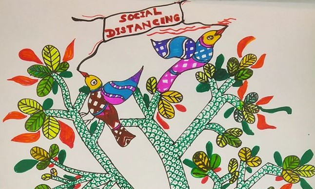 Social Distancing – Gond Art Work