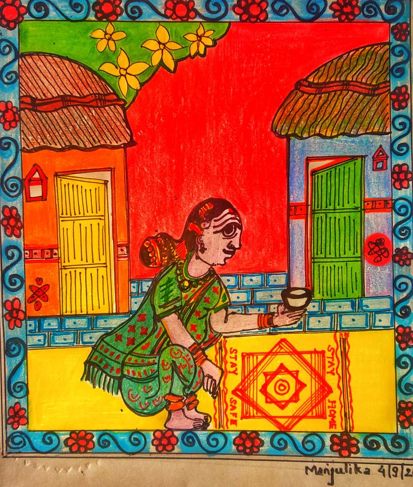 Making Cheriyal Paintings of Telangana